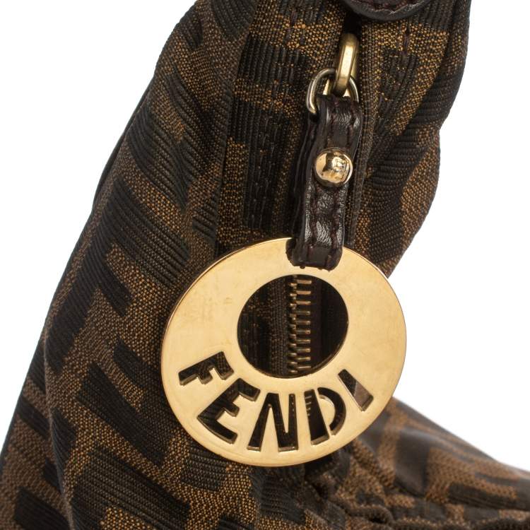 Pre Owned Fendi Tobacco Zucca Canvas and Leather Large Chef Chain Hobo
