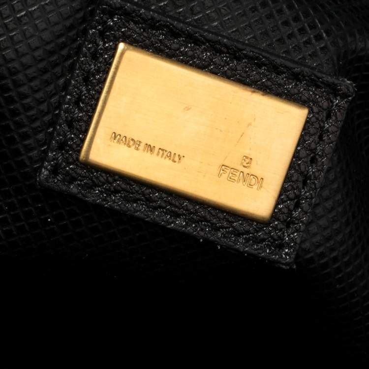 Pre Owned Fendi Black Leather Large Peekaboo Top Handle Bag