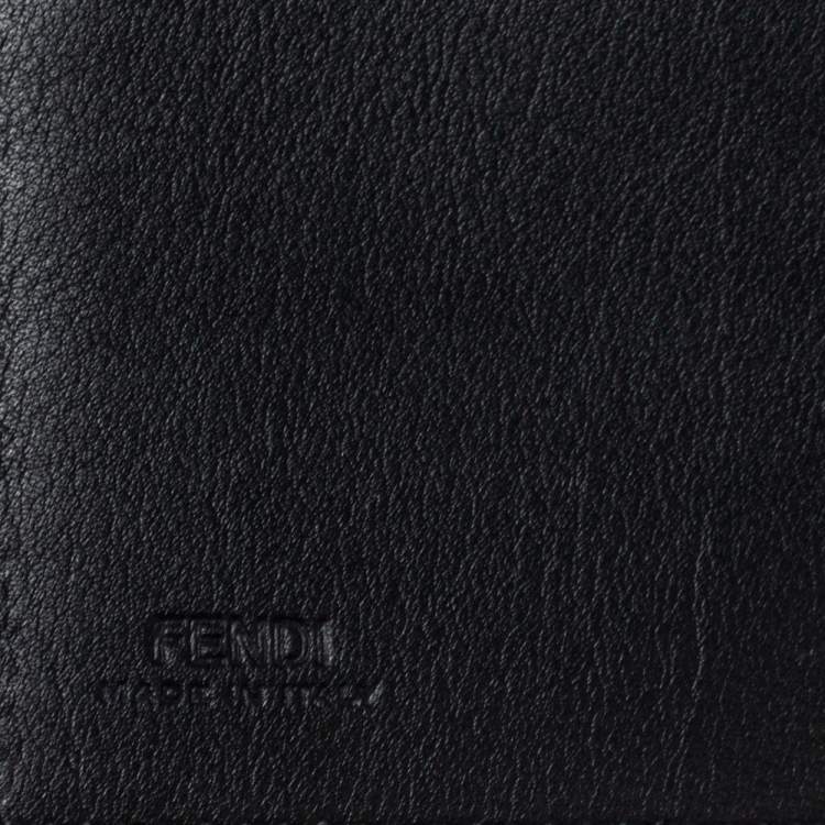 Pre Owned Fendi Beige/Black Leather Flap Continental Wallet