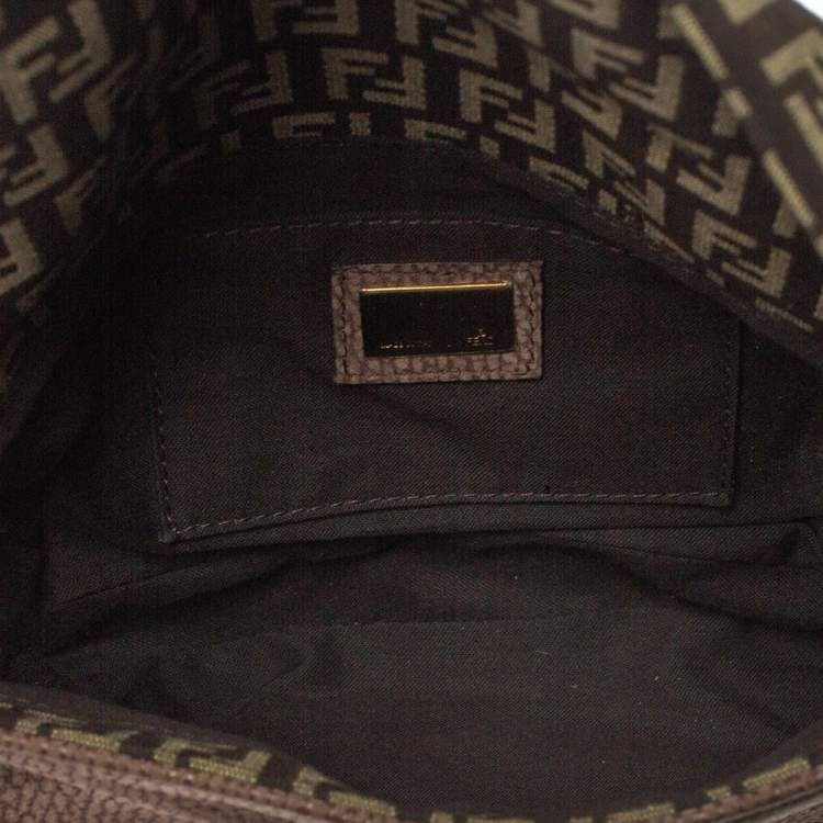 Pre Owned Fendi Brown Zucca Canvas and Textured Leather Sweety Sweet Baguette Bag