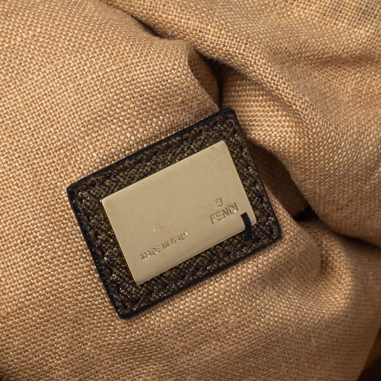 Pre Owned Fendi Tobacco/Metallic Zucca Canvas and Leather Spy Bag