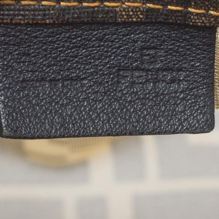Pre Owned Fendi Tobacco Zucca Mesh and Coated Canvas Bauletto Boston Bag