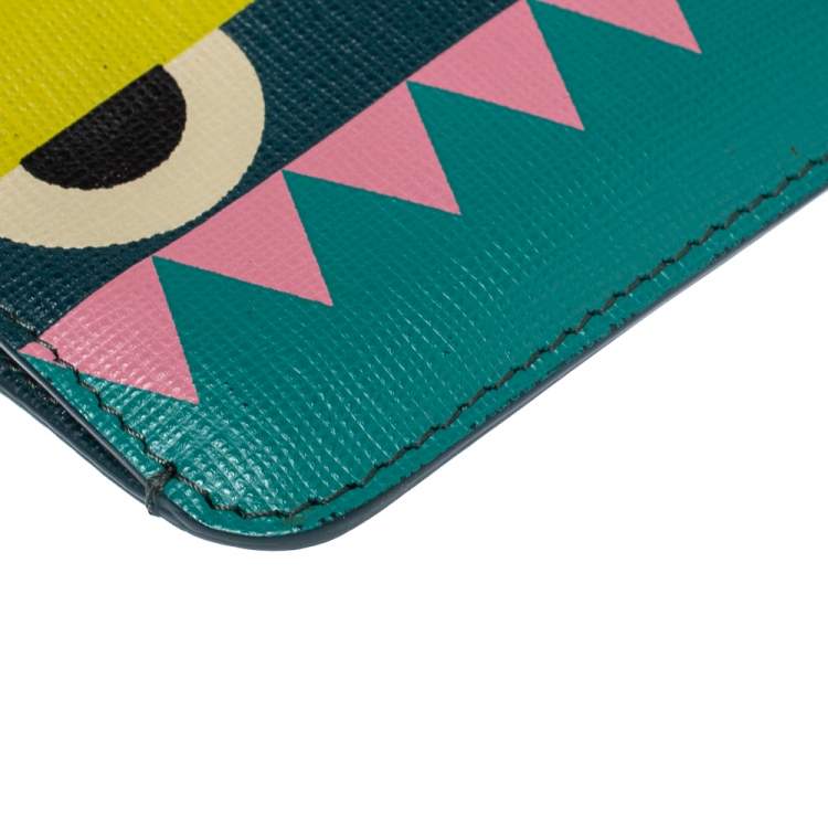 Pre Owned Fendi Crayons Saffiano Leather Monster Crystal Tooth Key Case