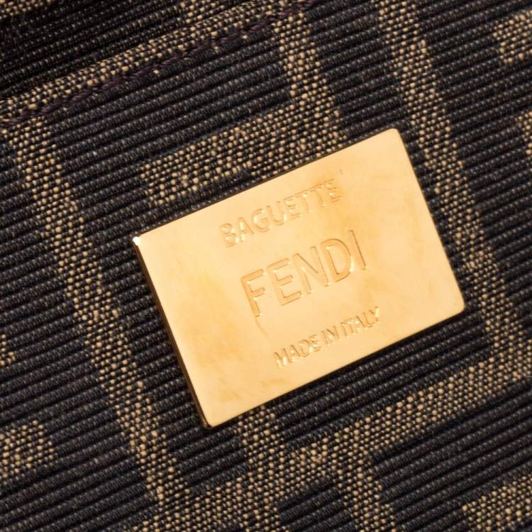 Pre Owned Fendi Jacquard Fabric Interlace Mini Baguette Bag