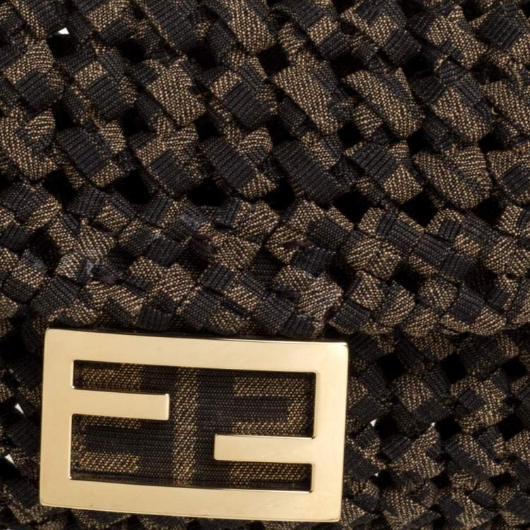 Pre Owned Fendi Jacquard Fabric Interlace Mini Baguette Bag