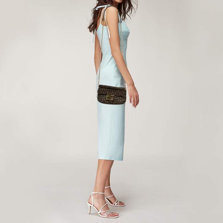Fendi Jacquard Fabric Interlace Mini Baguette Bag Fendi