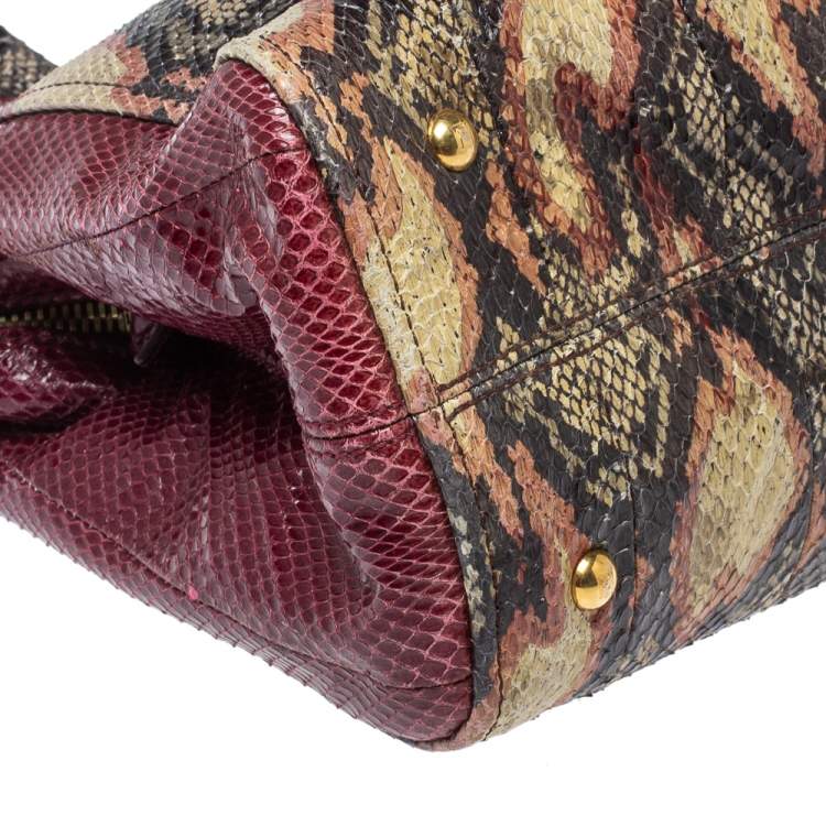 Pre Owned Fendi Multicolor Snakeskin Chameleon Satchel 