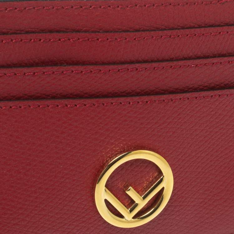Pre Owned Fendi Red Leather F is Fendi Card Holder