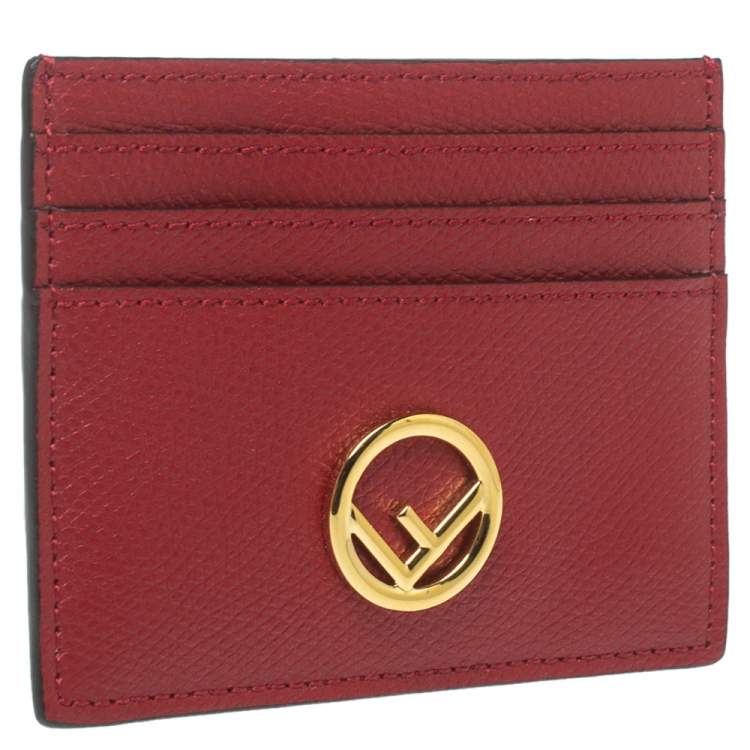 Pre Owned Fendi Red Leather F is Fendi Card Holder