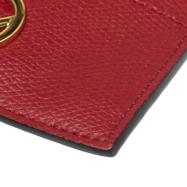 Pre Owned Fendi Red Leather F is Fendi Card Holder