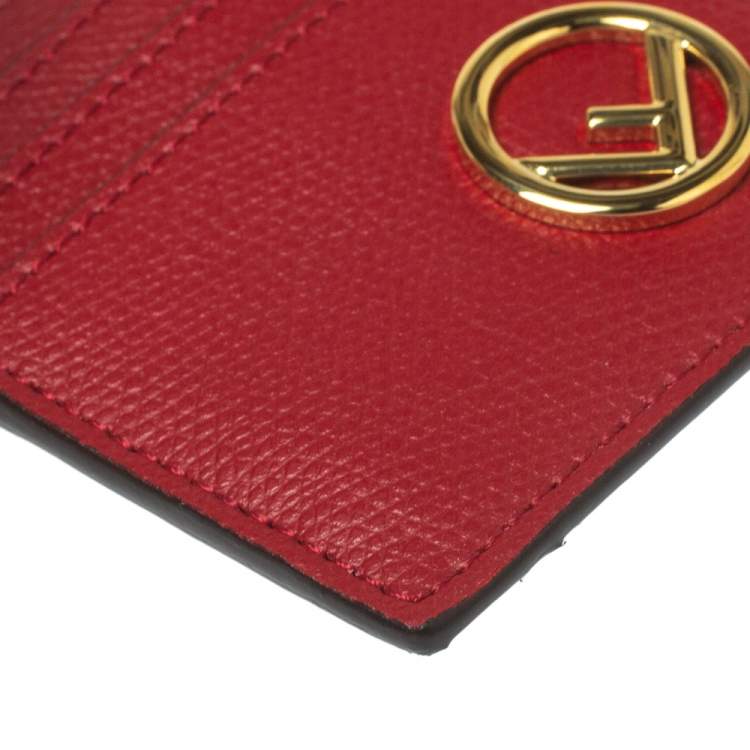 Pre Owned Fendi Red Leather F is Fendi Card Holder