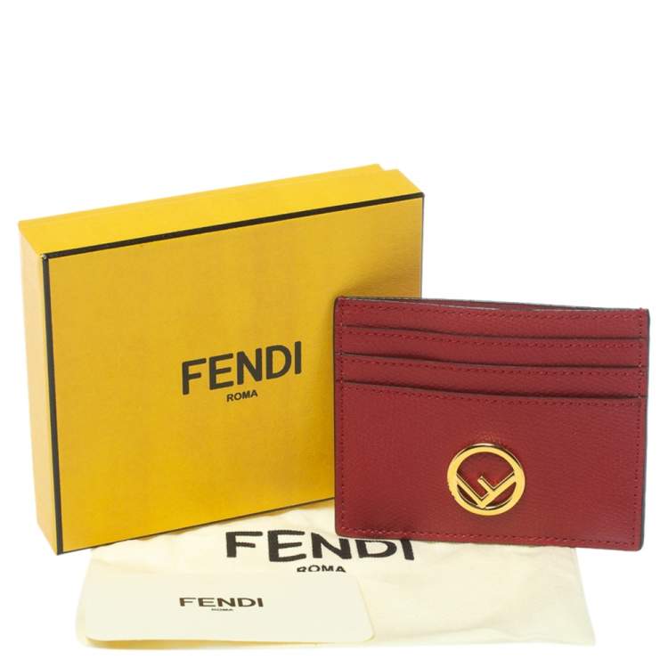 Pre Owned Fendi Red Leather F is Fendi Card Holder