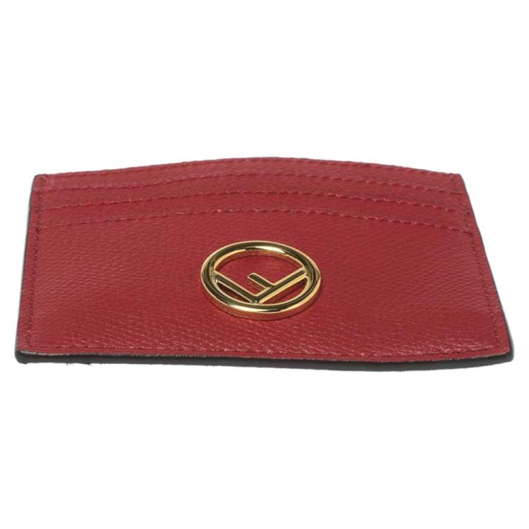 Pre Owned Fendi Red Leather F is Fendi Card Holder