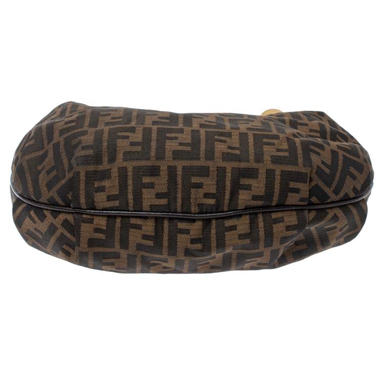 Pre Owned Fendi Tobacco Zucca Canvas Chef Chain Hobo