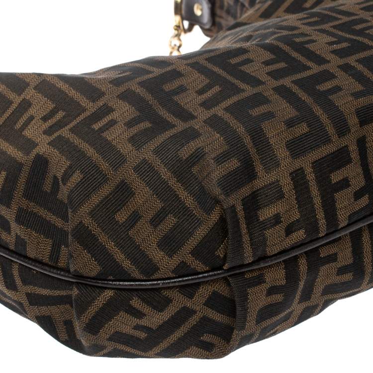 Pre Owned Fendi Tobacco Zucca Canvas Chef Chain Hobo