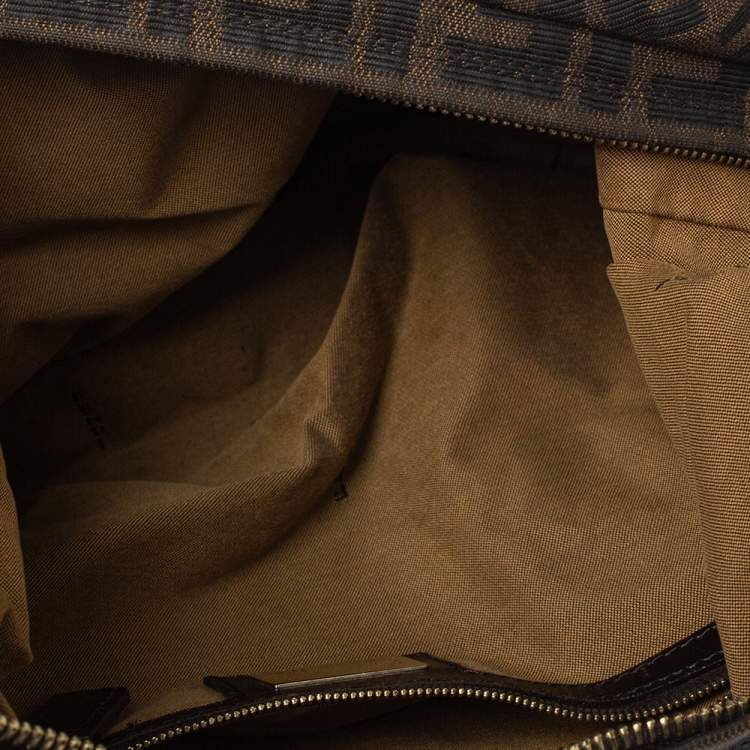 Pre Owned Fendi Tobacco Zucca Canvas Chef Chain Hobo