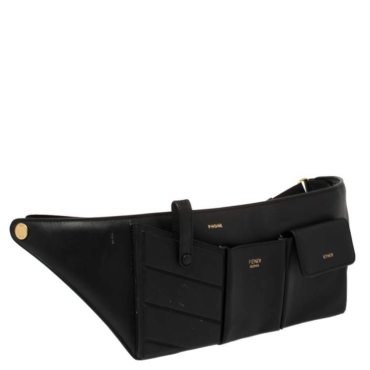 Pre Owned Fendi Black Leather Belt Bag