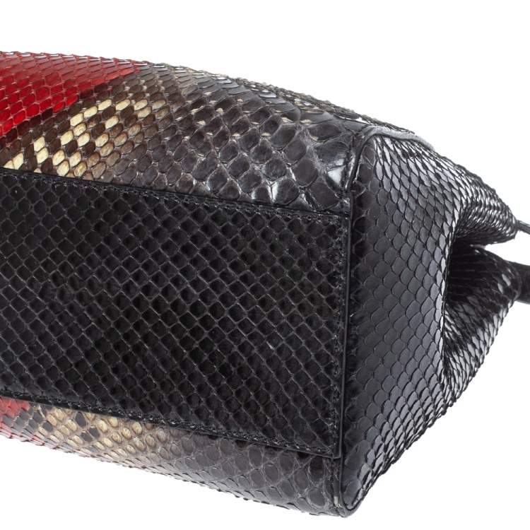 Pre Owned Fendi Multicolor Python Mini Peekaboo Top Handle Bag
