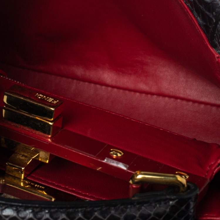 Pre Owned Fendi Multicolor Python Mini Peekaboo Top Handle Bag
