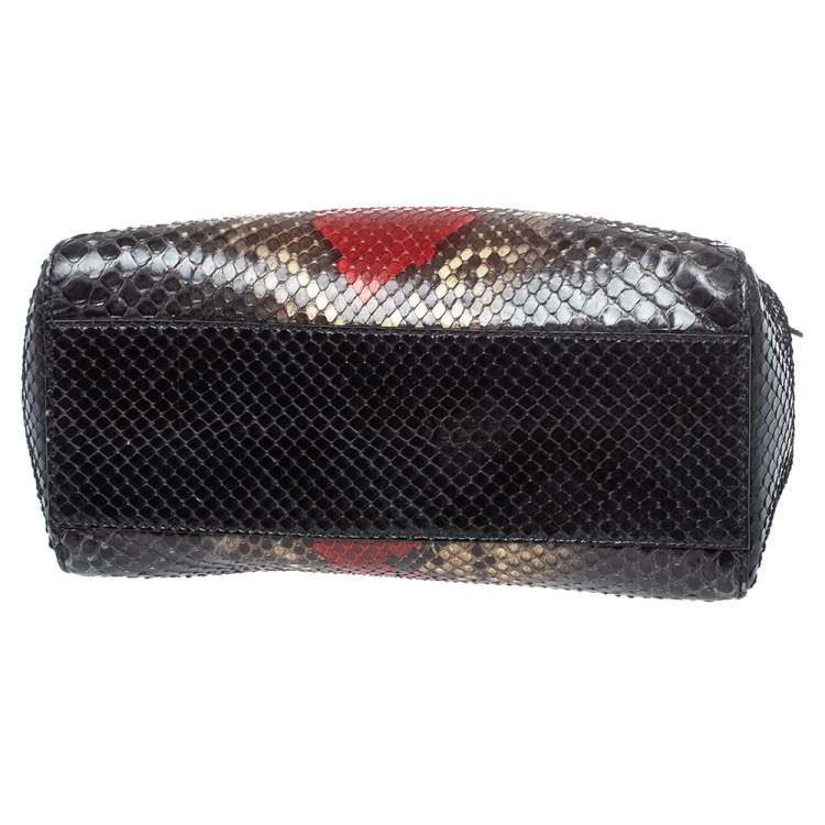 Pre Owned Fendi Multicolor Python Mini Peekaboo Top Handle Bag
