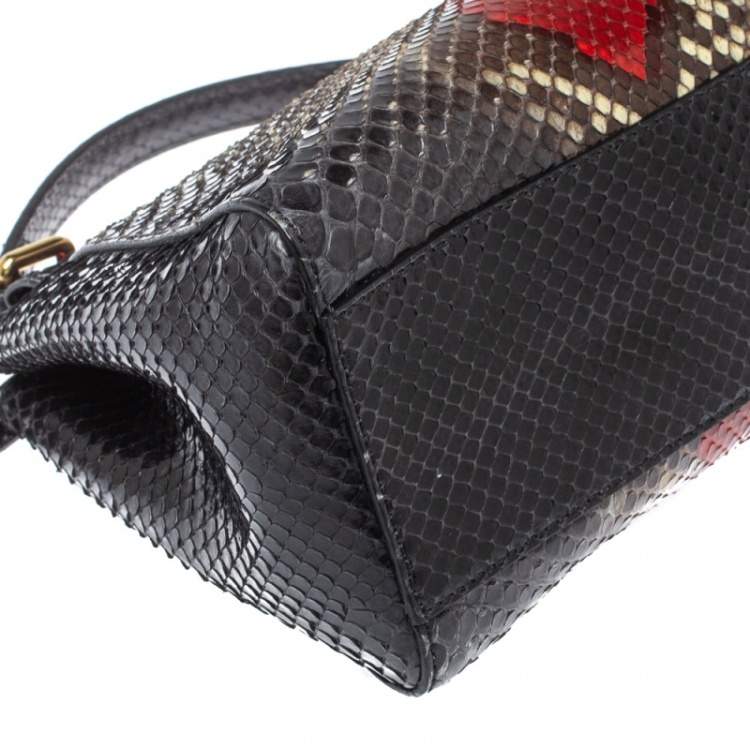 Pre Owned Fendi Multicolor Python Mini Peekaboo Top Handle Bag