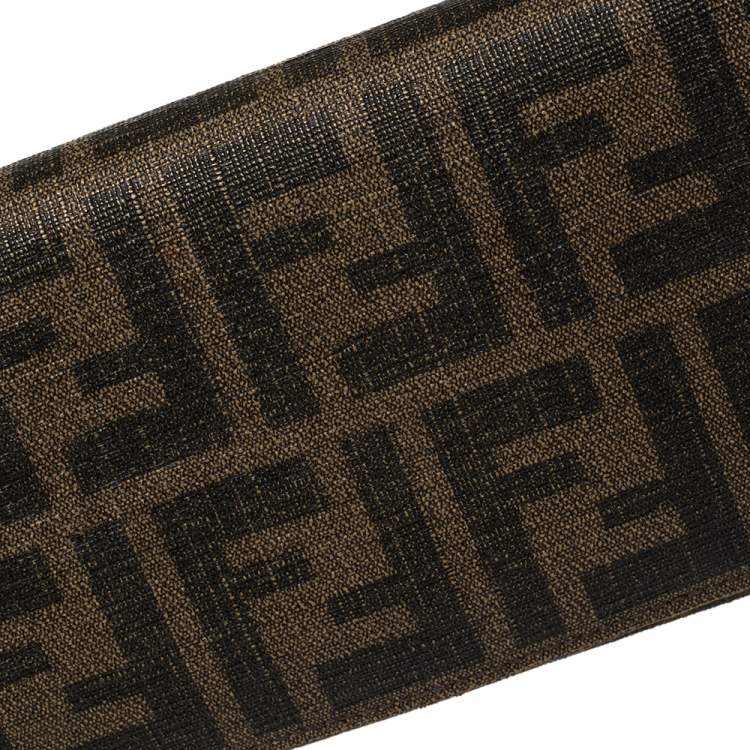 Pre Owned Fendi Tobacco Zucca Coated Canvas Continental Wallet