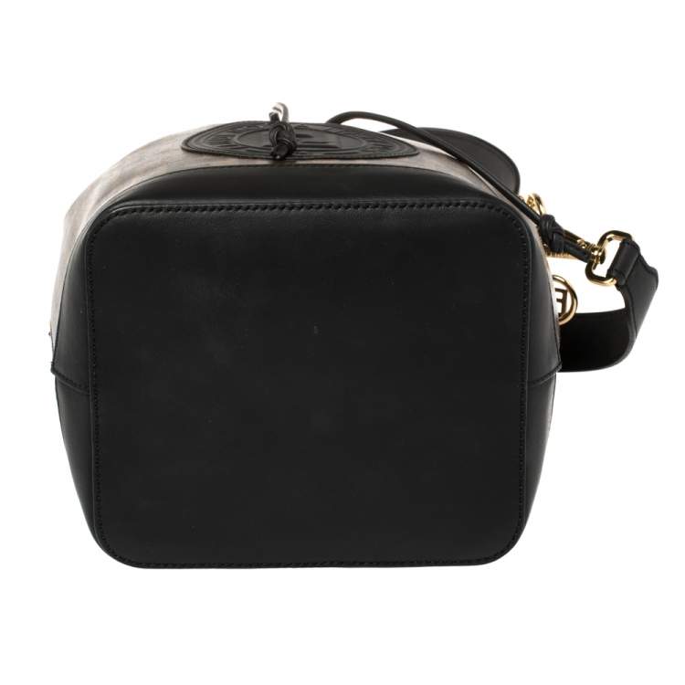 Pre Owned Fendi Brown/Black Zucca Coated Canvas and Leather Mon Tresor Bucket Bag