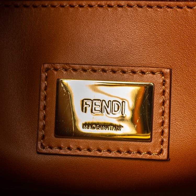 Pre Owned Fendi Olive Green/Brown Canvas and Leather Peekaboo Utility Top Handle Bag