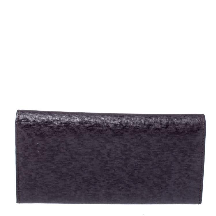 Pre Owned Fendi Purple Leather Elite Continental Wallet