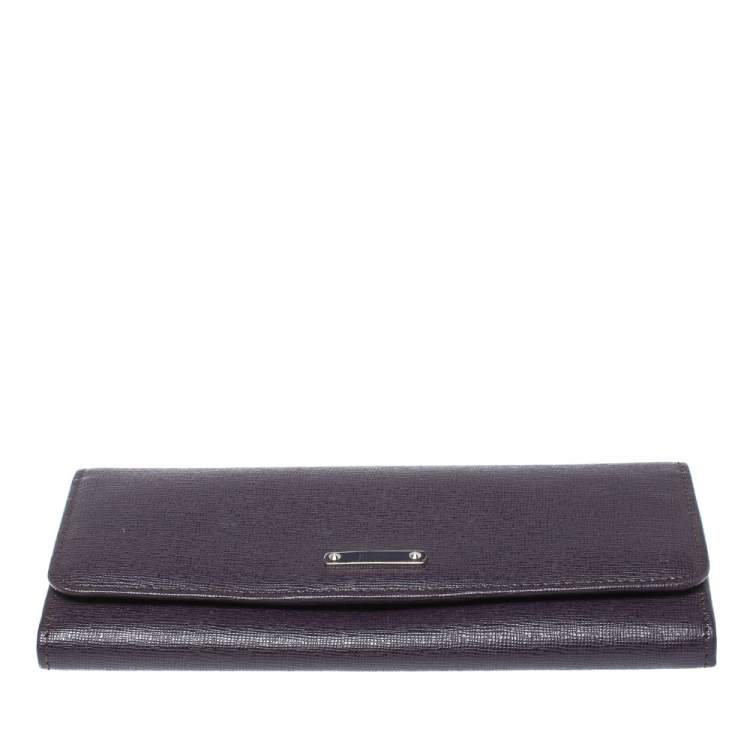 Pre Owned Fendi Purple Leather Elite Continental Wallet