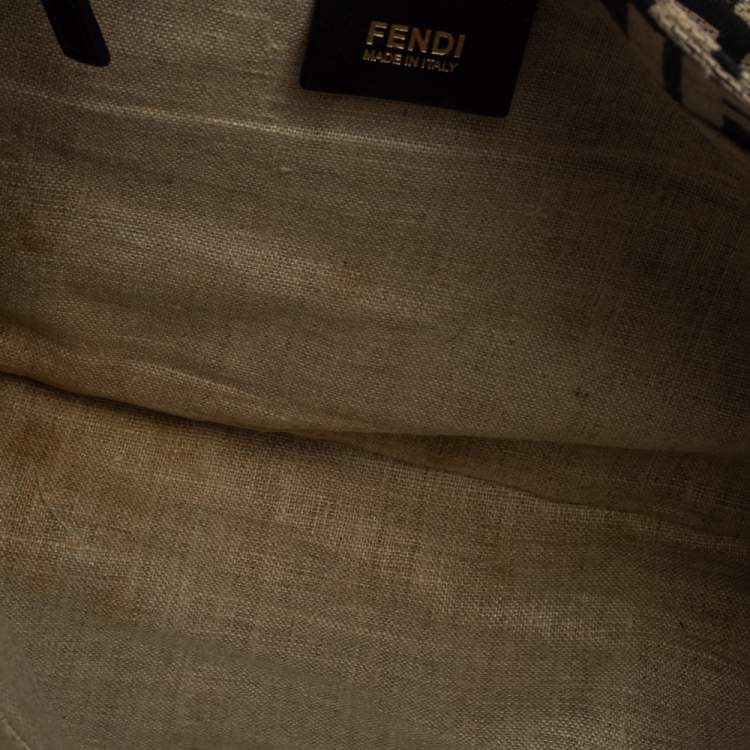 Pre Owned Fendi Black/Beige Zucca Canvas Mia Crossbody Bag