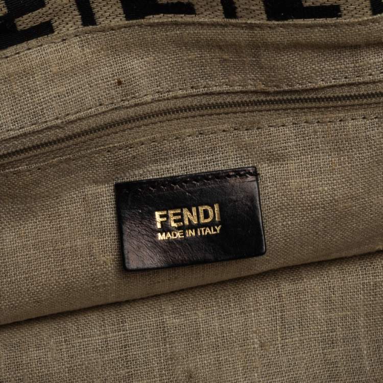Pre Owned Fendi Black/Beige Zucca Canvas Mia Crossbody Bag