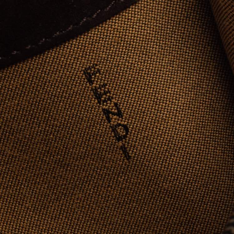Pre Owned Fendi Tobacco Zucca Canvas and Patent Leather Flap Continental Wallet