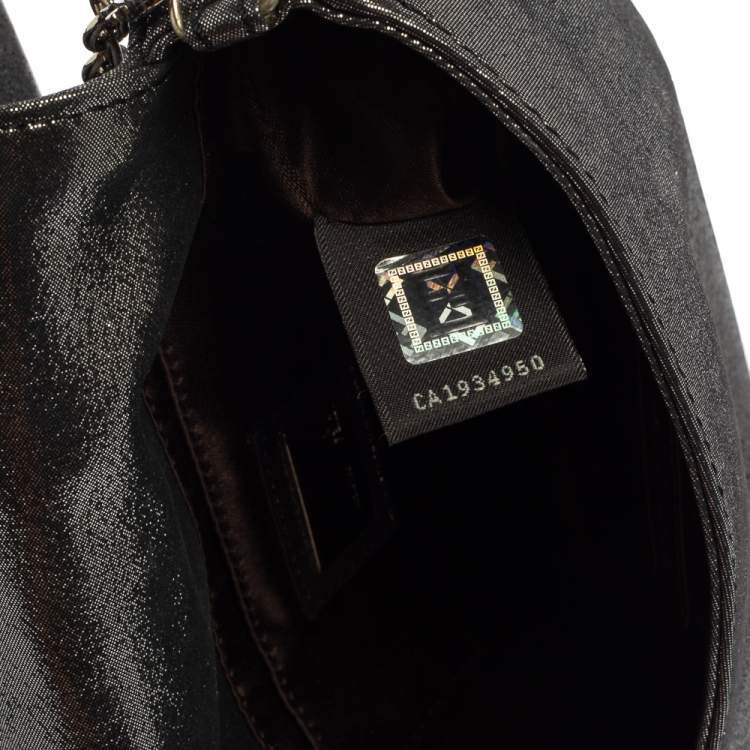 Pre Owned Fendi Metallic Silver Leather Mia Pochette Bag 