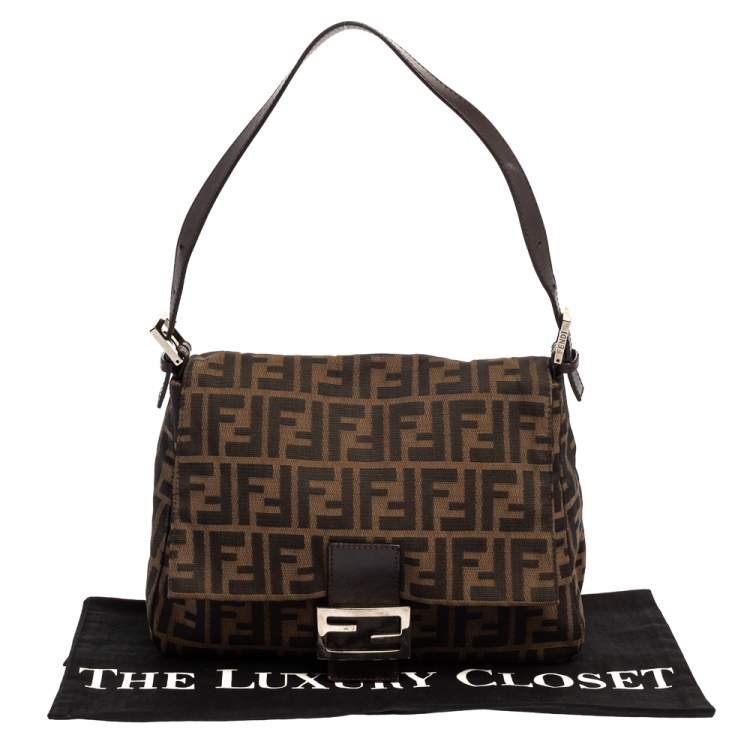 Pre Owned Fendi Tobacco Zucca Canvas and Leather Mama Baguette Bag