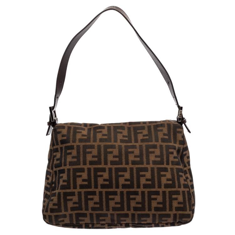 Pre Owned Fendi Tobacco Zucca Canvas and Leather Mama Baguette Bag