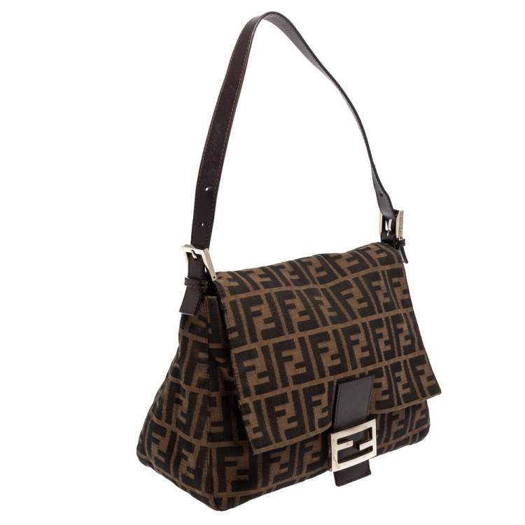 Pre Owned Fendi Tobacco Zucca Canvas and Leather Mama Baguette Bag