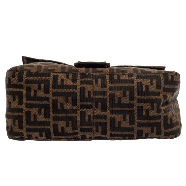 Pre Owned Fendi Tobacco Zucca Canvas and Leather Mama Baguette Bag