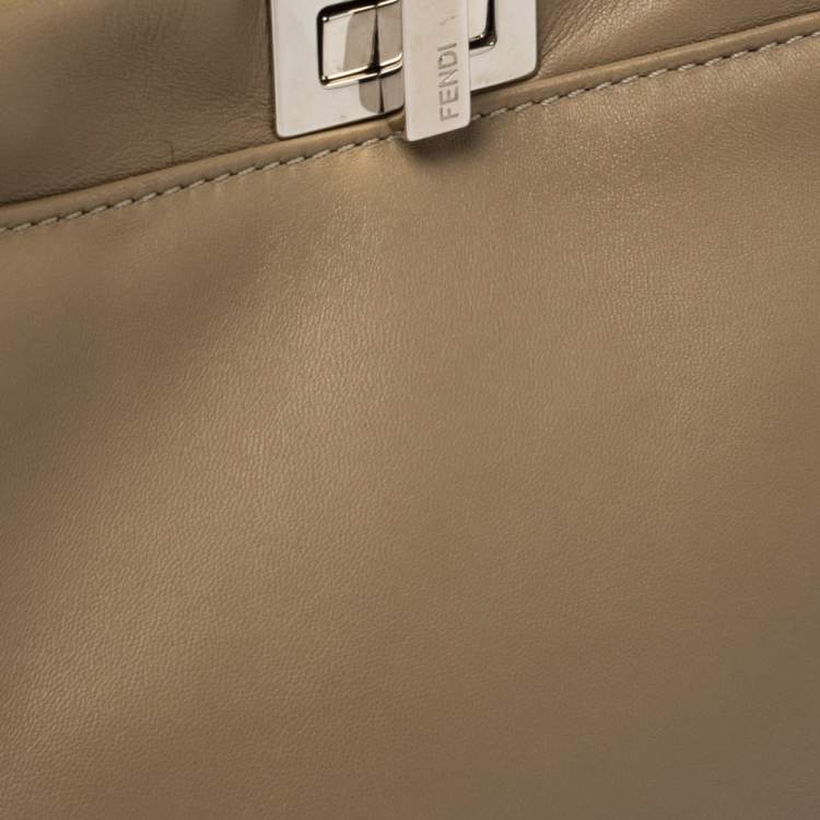 Pre Owned Fendi Beige Python and Leather Mini Peekaboo Top Handle Bag