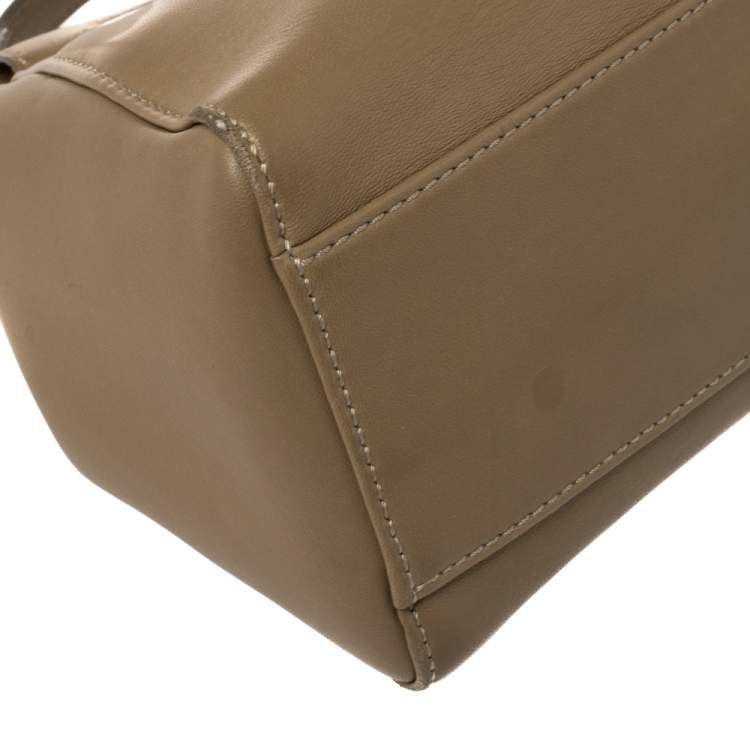 Pre Owned Fendi Beige Python and Leather Mini Peekaboo Top Handle Bag
