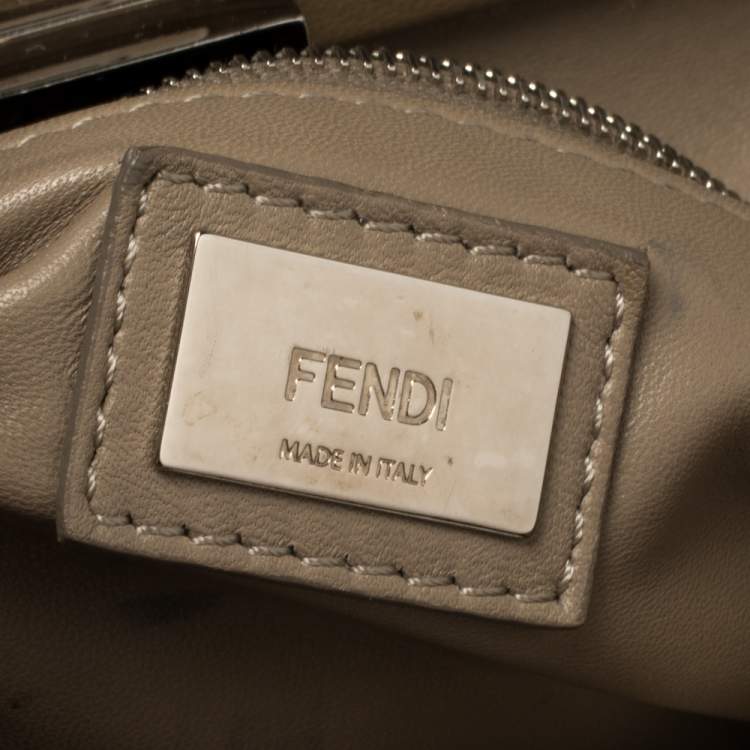 Pre Owned Fendi Beige Python and Leather Mini Peekaboo Top Handle Bag