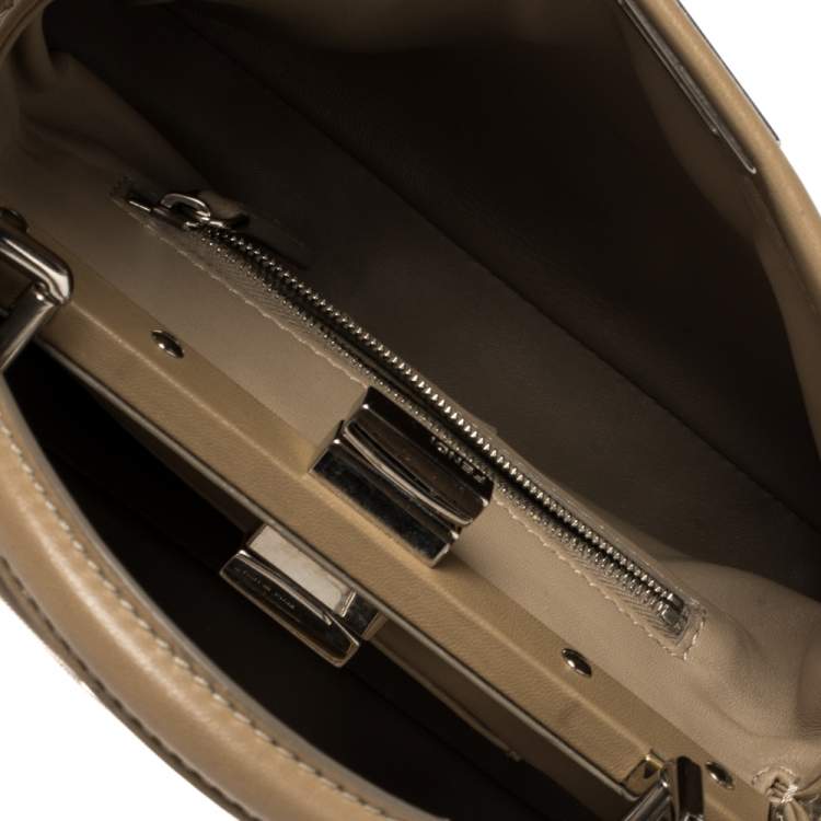 Pre Owned Fendi Beige Python and Leather Mini Peekaboo Top Handle Bag