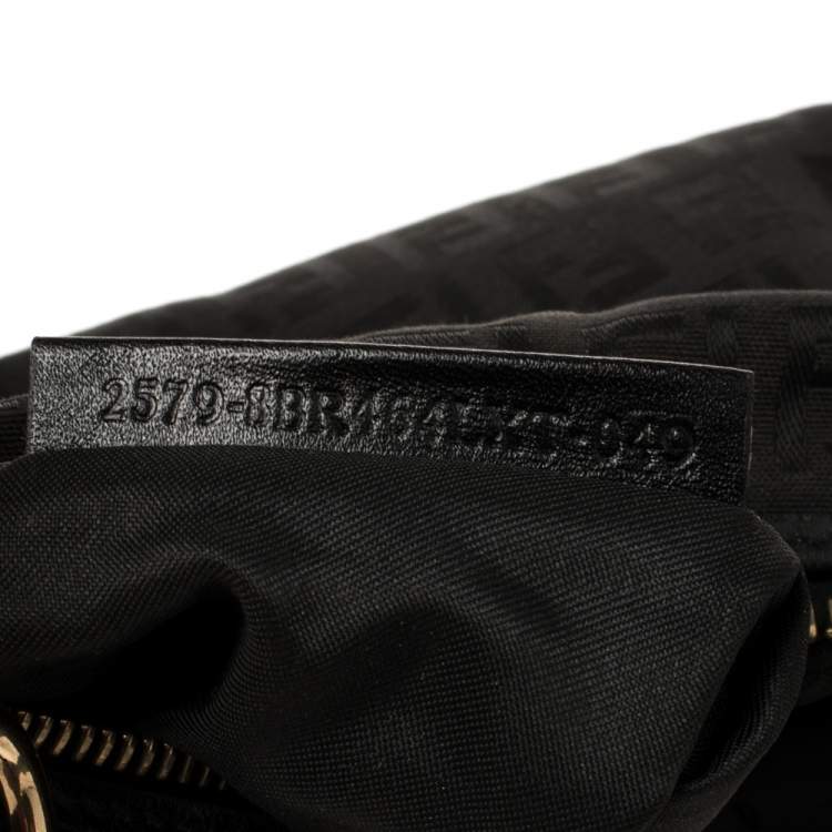 Pre Owned Fendi Black Zucchino Canvas Front Pocket Shoulder Bag