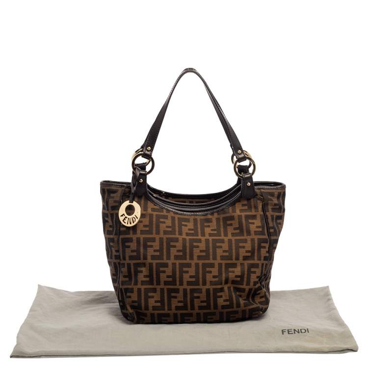 Pre Owned Fendi Tobacco Zucca Canvas and Leather Chef Shopper Tote