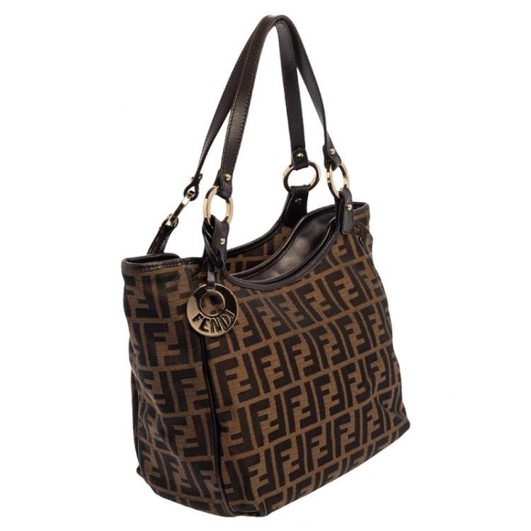 Pre Owned Fendi Tobacco Zucca Canvas and Leather Chef Shopper Tote