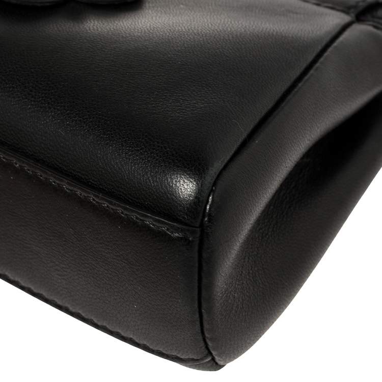 مملوكة مسبقًا Fendi Black Floral Embellished Leather Micro Peekaboo Top Handle Bag