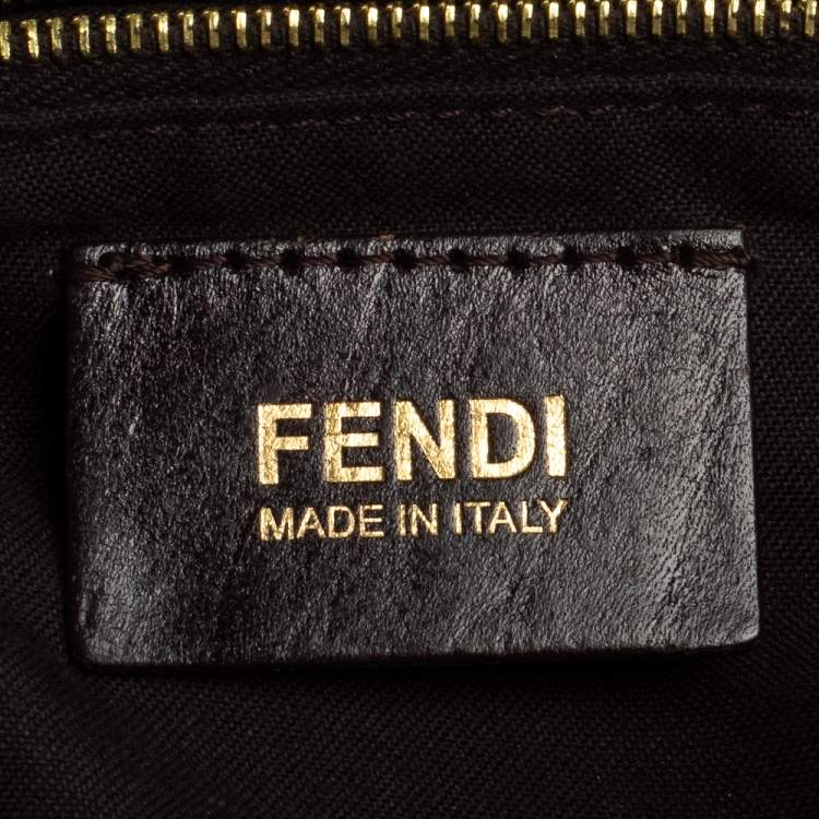 مملوكة مسبقًا Fendi Tobacco Zucca Canvas and Raffia Baguette Chain Shoulder Bag