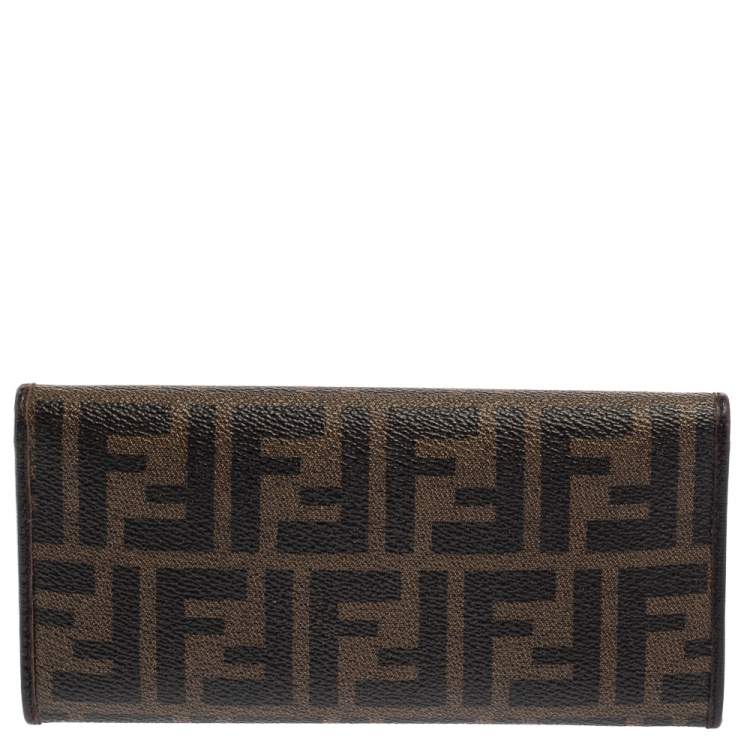 Pre Owned Fendi Tobacco Zucca Coated Canvas and Leather Continental Wallet