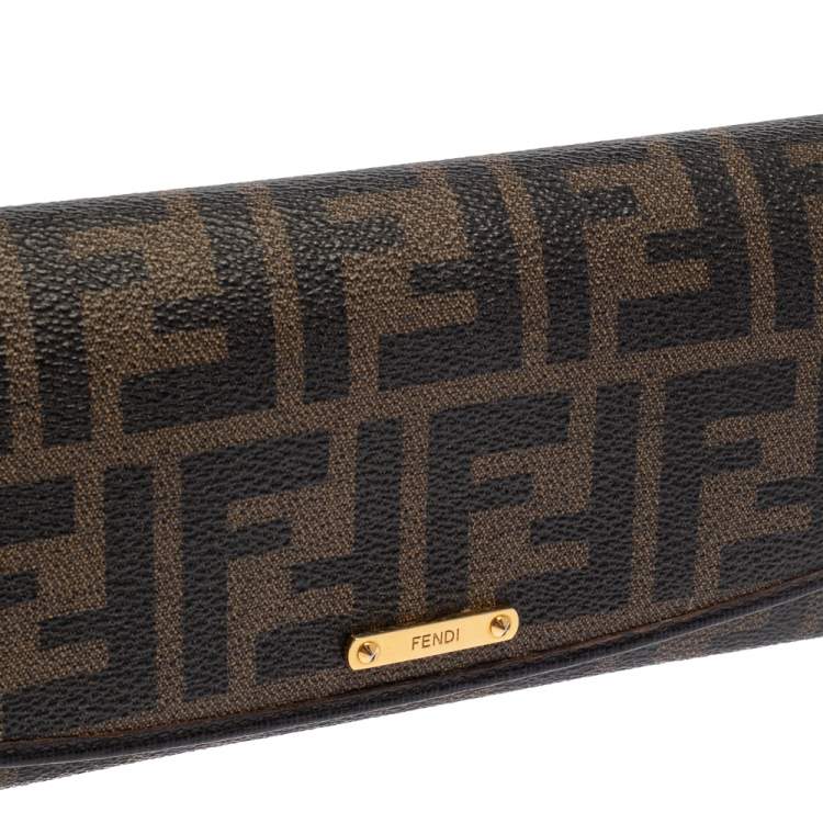 Pre Owned Fendi Tobacco Zucca Coated Canvas and Leather Continental Wallet