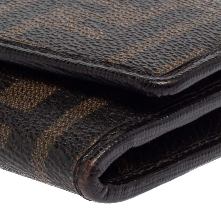 Pre Owned Fendi Tobacco Zucca Coated Canvas and Leather Continental Wallet